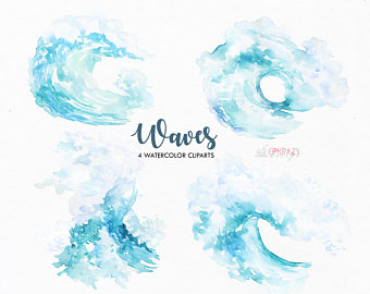340x270 Wave Watercolor Etsy - Watercolor Waves
