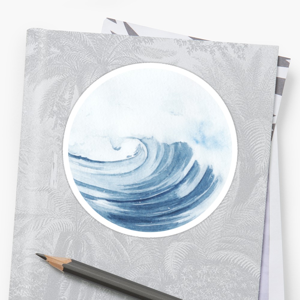 1000x1000 Watercolor Waves Stickers By Kareanddesign Redbubble - Watercolor Waves
