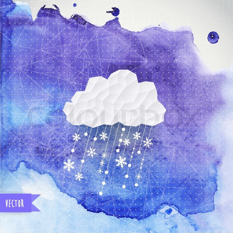 800x800 Vector Cloud With Snowfall On Watercolor Backdround, Winter - Watercolor Weather