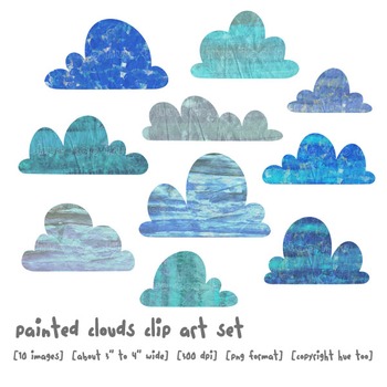 350x350 Watercolor Clouds Clip Art, Blue Gray Cloud Images, Weather, Preschool - Watercolor Weather