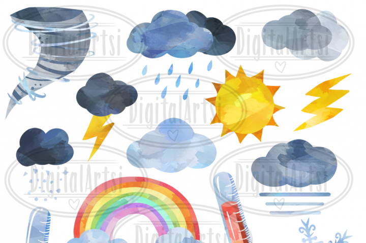 720x479 Watercolor Weather Clipart By Digitalartsi - Watercolor Weather