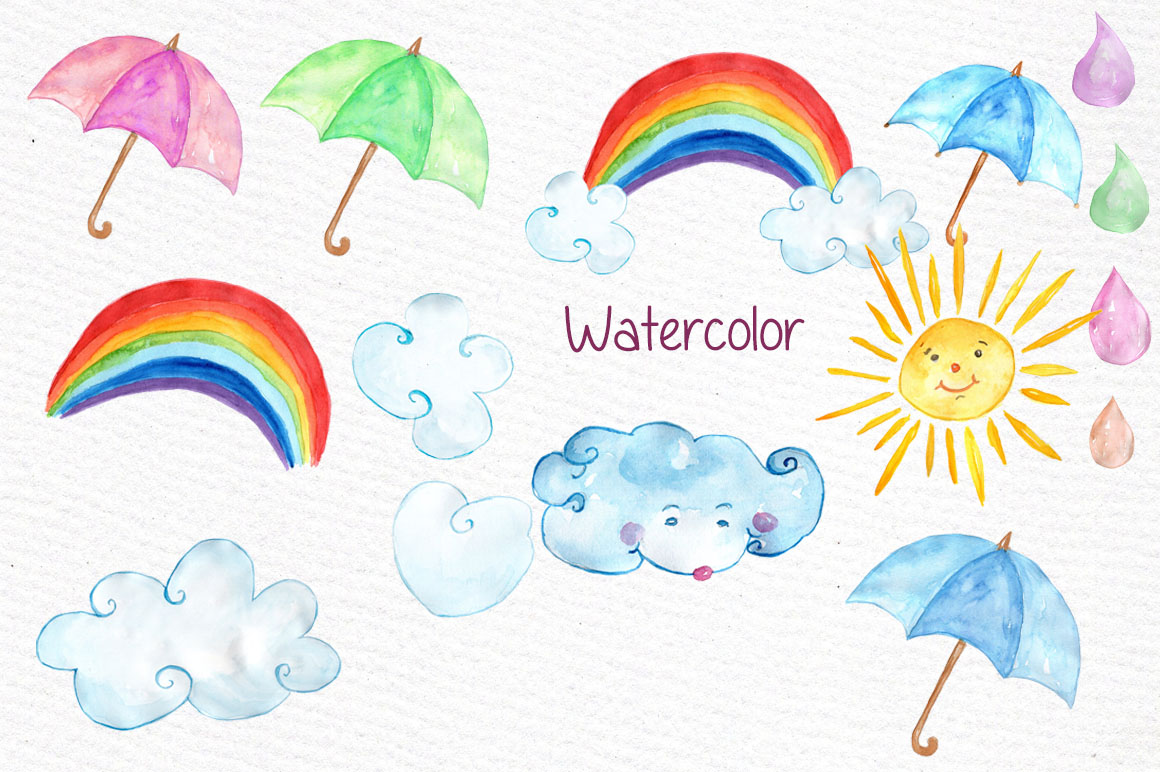 1160x772 Watercolor Weather Clipart - Watercolor Weather