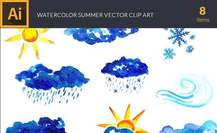 700x430 Get The Gorgeous Watercolor Collection + 29 Fantastic Fonts For 97 - Watercolor Weather
