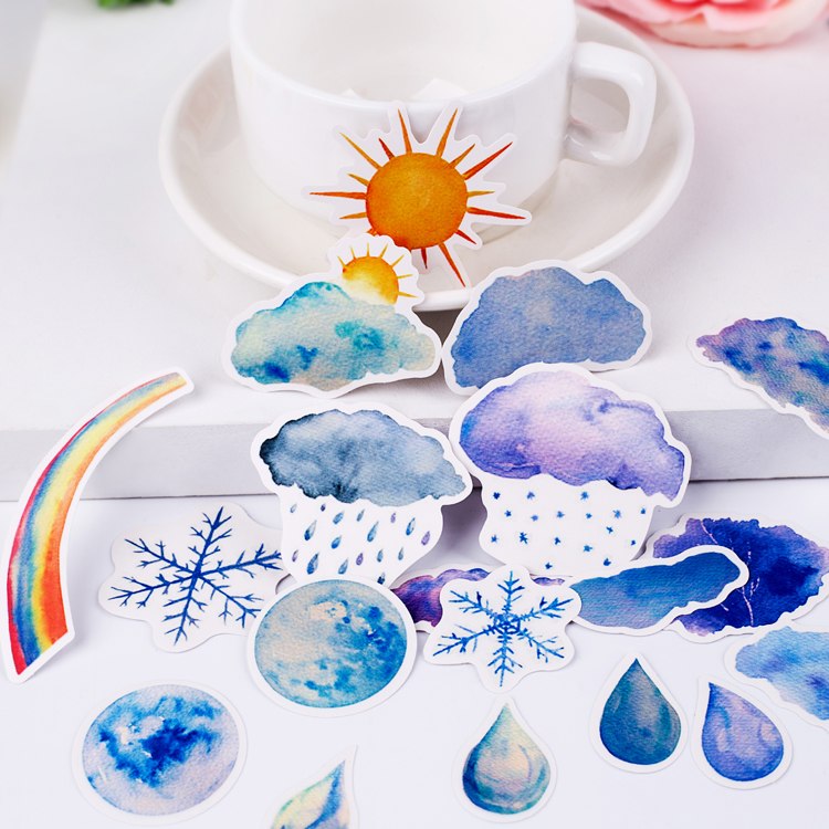 750x750 Hand Account Stickers Homemade Hand Account Diary Album Mobile - Watercolor Weather