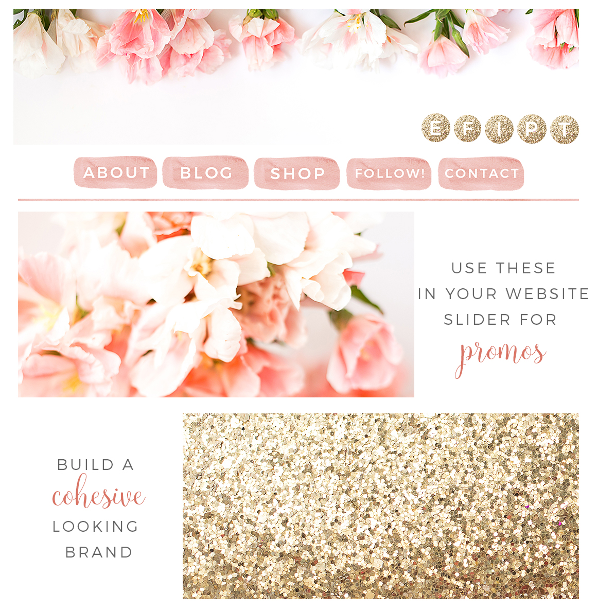 1160x1185 Blush And Gold Website Blog Branding Kit, Feminine Blog Design - Watercolor Web