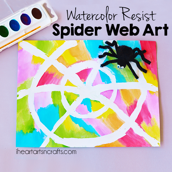 600x600 Water Color Resist Spider Web Kids Art - Watercolor Web