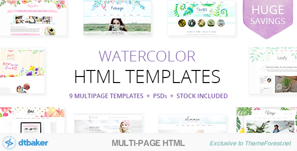 590x300 9 Watercolor Html Multipurpose Templates By Dtbaker Themeforest - Watercolor Web