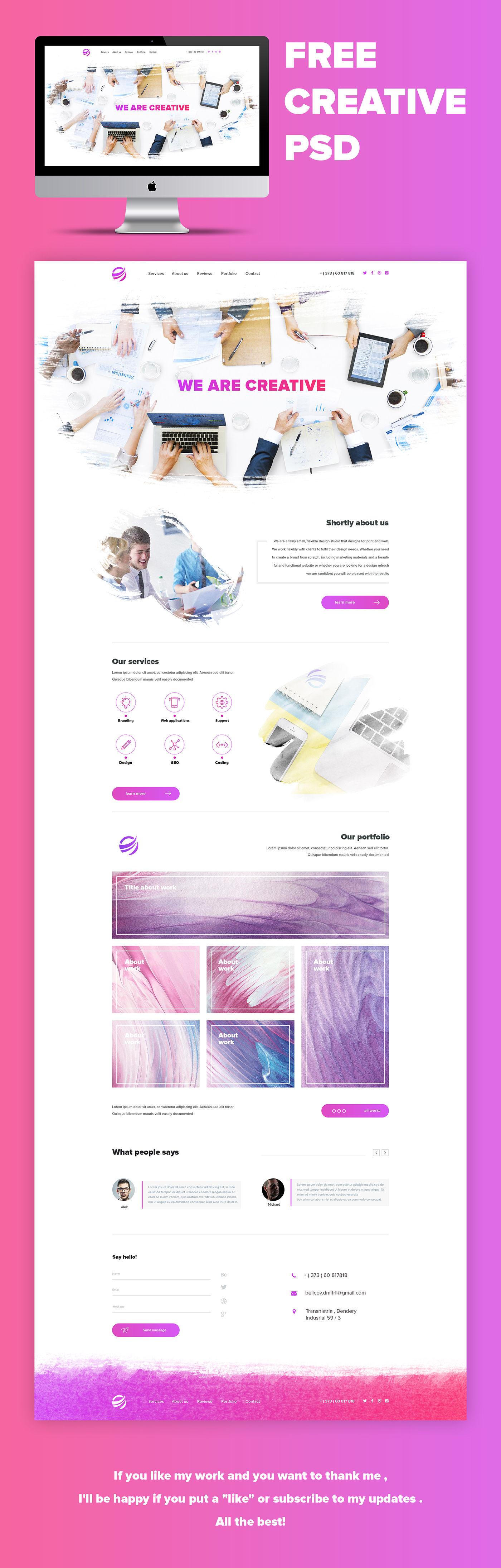 1400x4375 Watercolor Website Template Psd Pinspiry - Watercolor Website