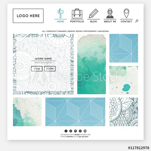 500x500 Website Template In Watercolor Design - Watercolor Website