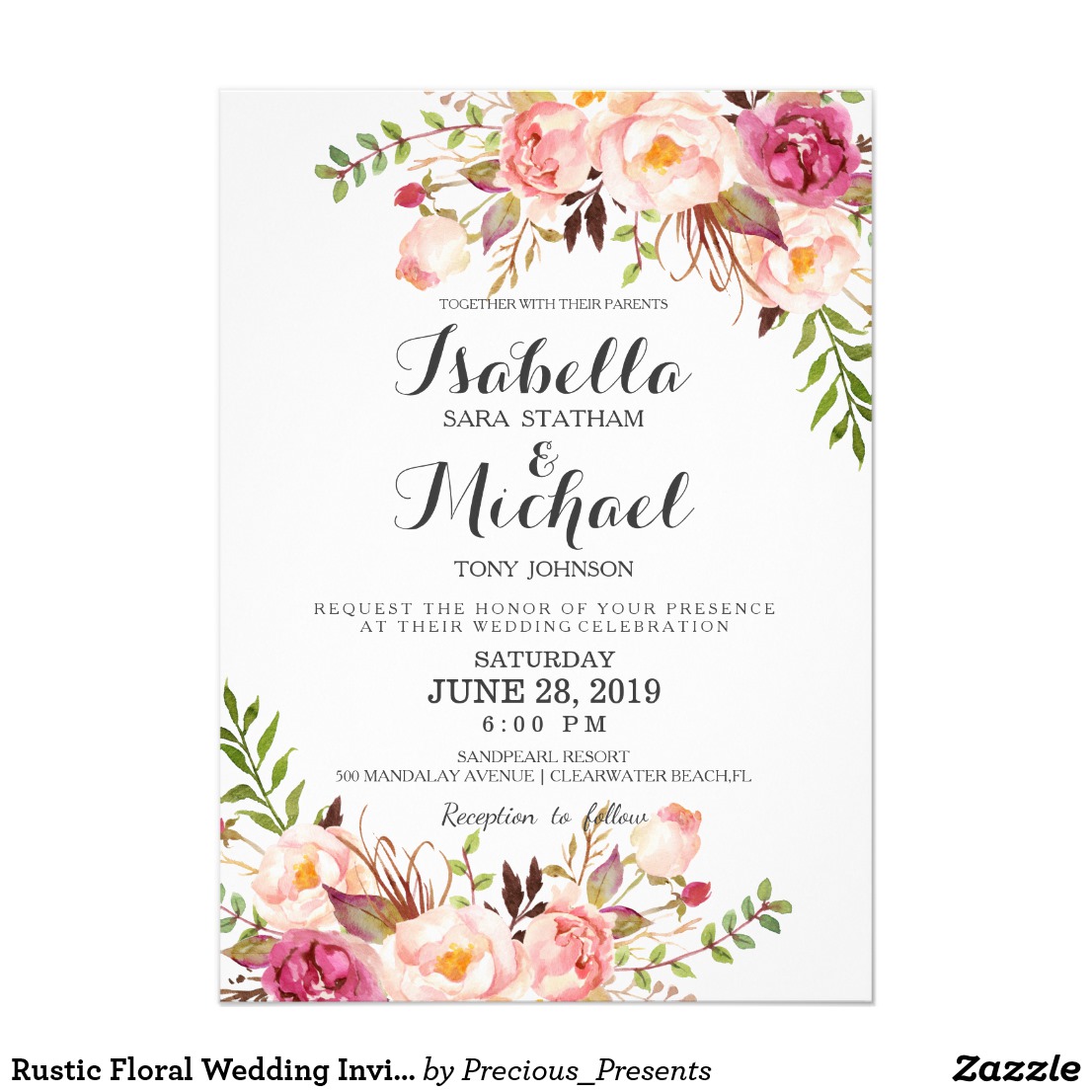 1106x1106 Floral Wedding Invitations - Watercolor Wedding