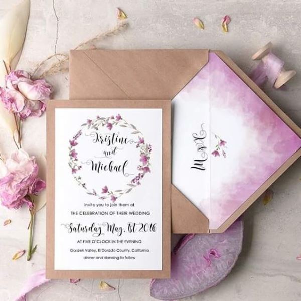 600x600 Picture Of Lilac Ombre Watercolor Wedding Invitation - Watercolor Wedding