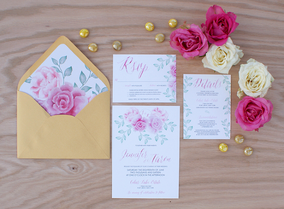 952x701 Pink Peony Watercolor Wedding Invitation Bohemian Mint - Watercolor Wedding