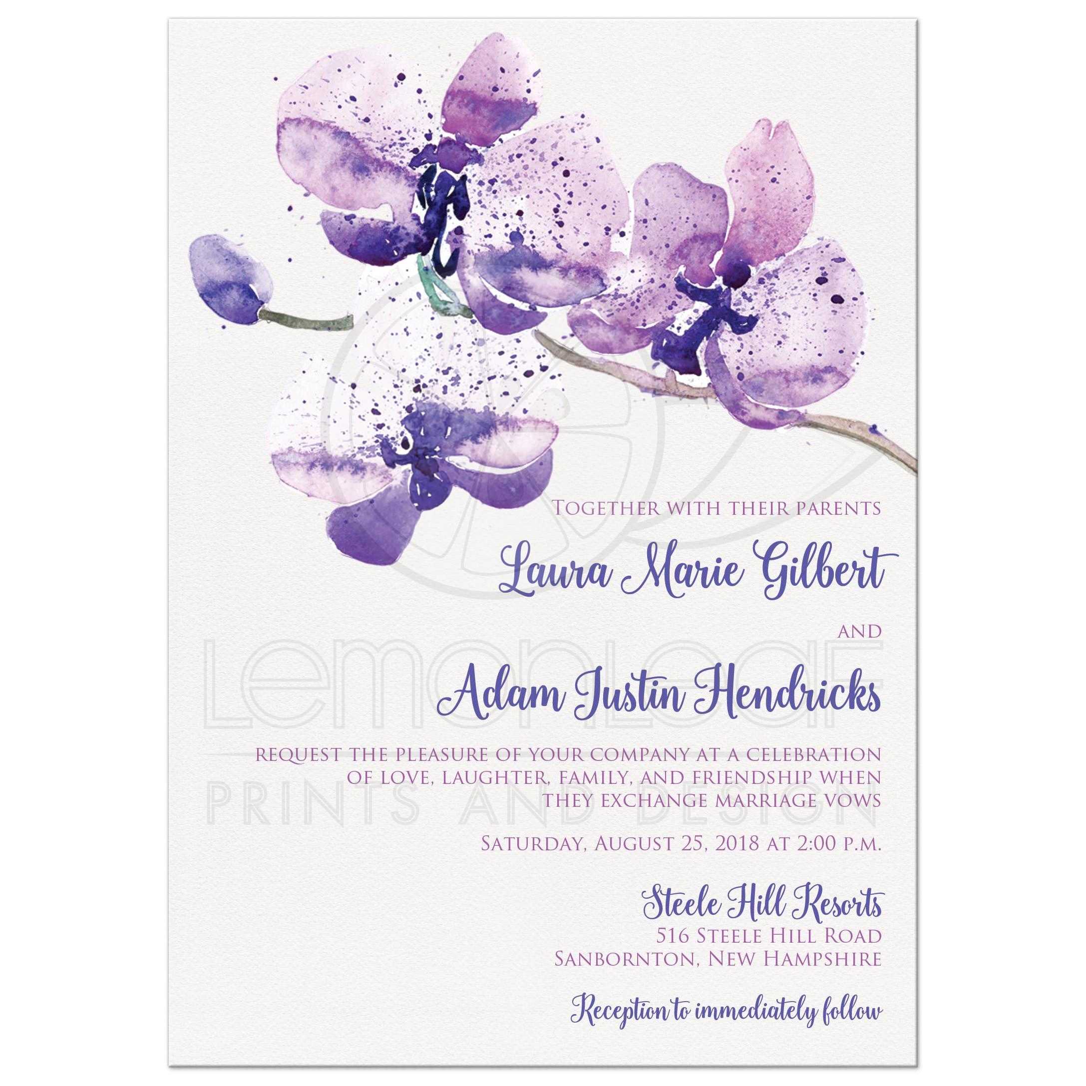 2175x2175 Pretty Purple, Pink Watercolor Orchid Wedding Invitation - Watercolor Wedding