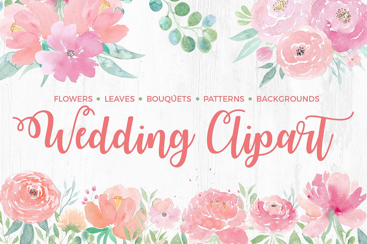 1200x800 Watercolor Wedding Clipart. Flowers Amp Textures - Watercolor Wedding