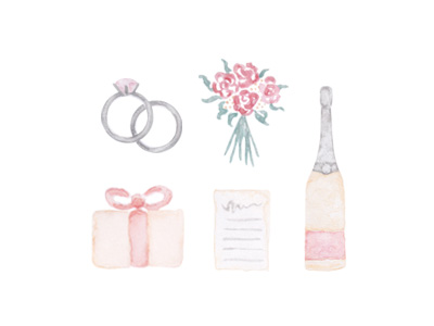 400x300 Watercolor Wedding Icons By Laurel Autumn Cabrera - Watercolor Wedding