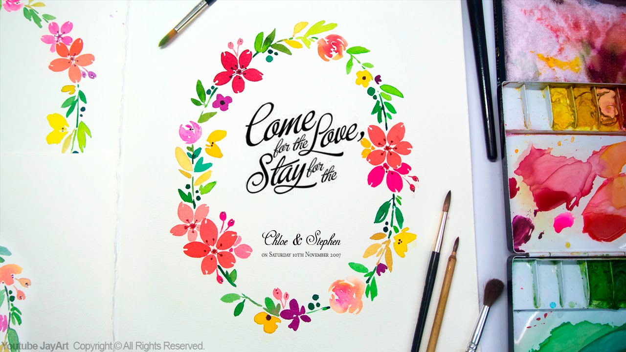 1280x720 Watercolor Wedding Invitation Greeting Card By Jay Art - Watercolor Wedding