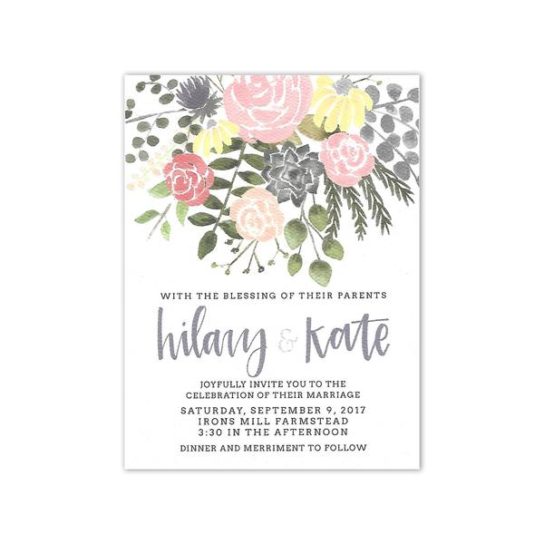 600x600 Watercolor Wildflower Wedding Invitation Suite Oh Joyful Day - Watercolor Wedding
