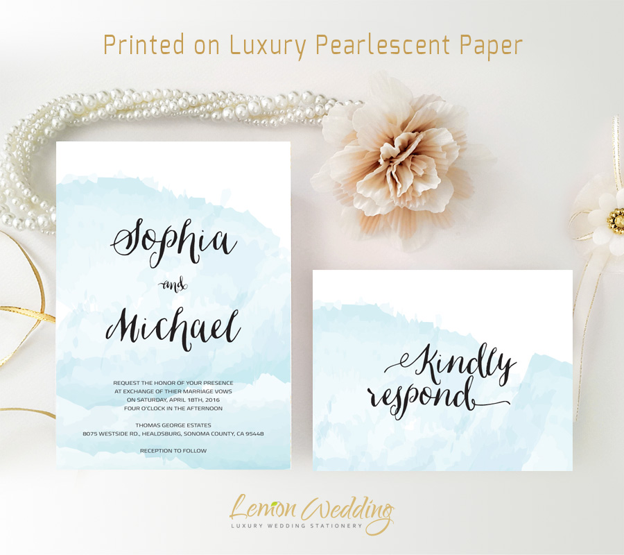 900x800 Blue Watercolor Wedding Invitations - Watercolor Wedding