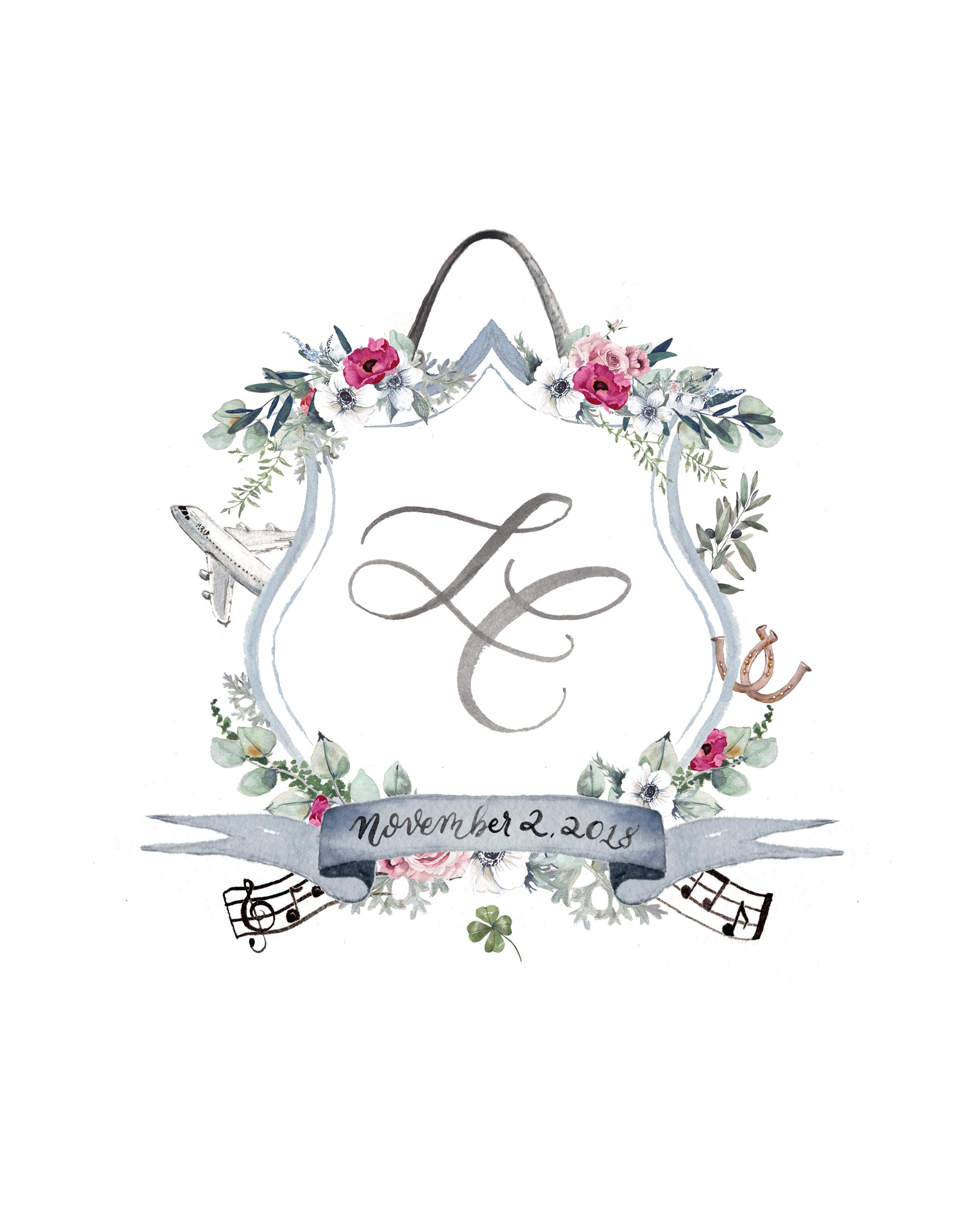 2048x2544 Custom Watercolor Wedding Crest - Watercolor Wedding