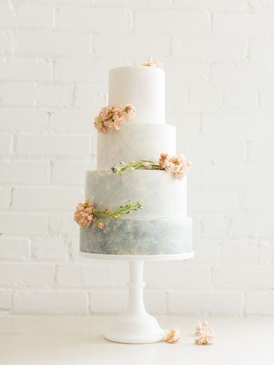 564x752 Picture Of A Grey Watercolor Wedding Cake With An Ombre Effect And - Watercolor Wedding Cake