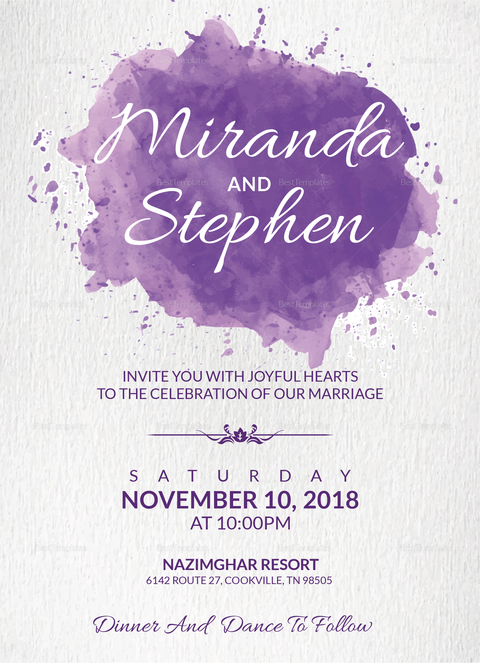 1575x2175 Watercolor Wedding Invitation Card Design Template In Word, Psd - Watercolor Wedding Card