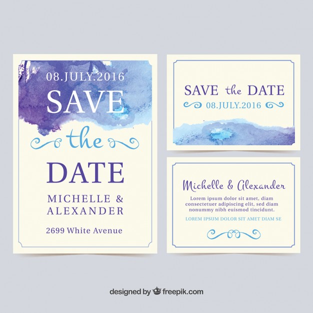 626x626 Watercolor Wedding Invitation Cards Vector Free Download - Watercolor Wedding Card