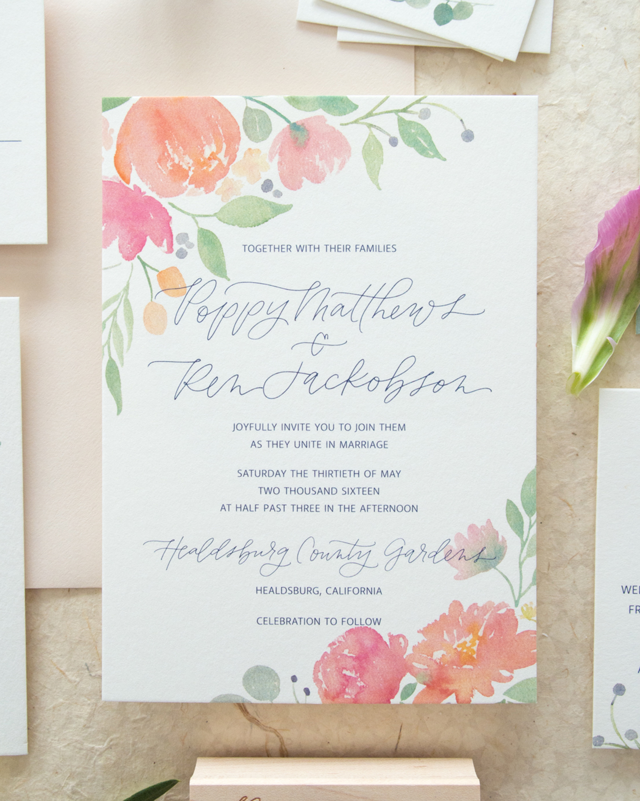 1280x1600 Whimsical Poppy And Eucalyptus Watercolor Wedding Invitations - Watercolor Wedding Card