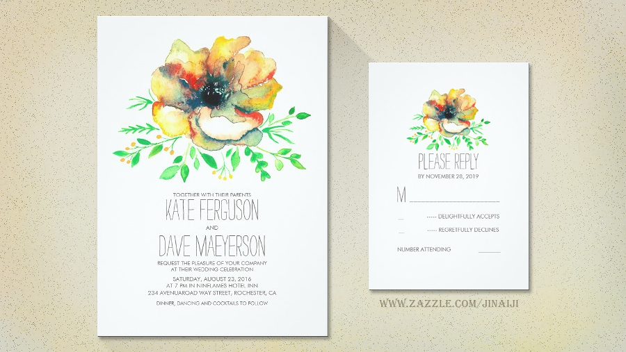 900x507 Read More Watercolor Floral Wedding Invitations Wedding - Watercolor Wedding Card