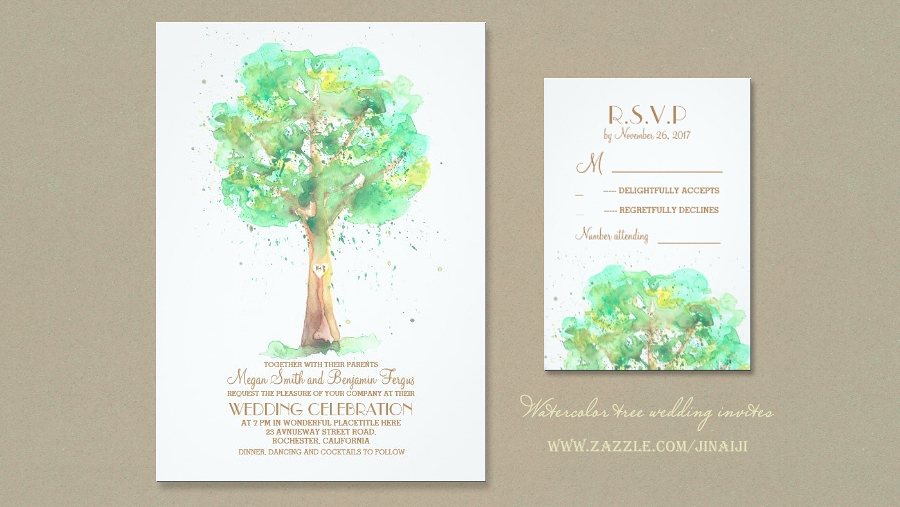 900x507 Read More Watercolor Love Tree Heart Wedding Invitations - Watercolor Wedding Card
