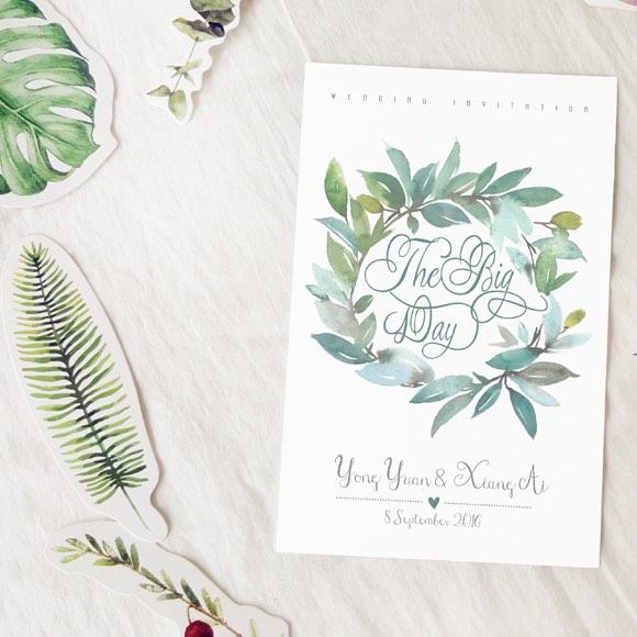 580x580 20 Pcs Tropical Watercolor Wedding Invitation Card Wedding Shop - Watercolor Wedding Card