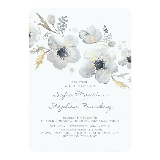 540x540 Anemones Vintage Bouquet Watercolor Wedding Invitation - Watercolor Wedding Card