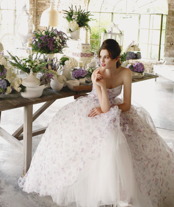 600x715 30 Head Over Heels Romantic Watercolor Wedding Gowns! - Watercolor Wedding Dress