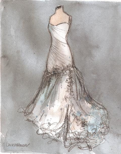 480x609 Watercolor Wedding Dress - Watercolor Wedding Dress Painting