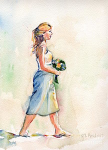 216x300 Wedding Dress Paintings - Watercolor Wedding Dress Painting