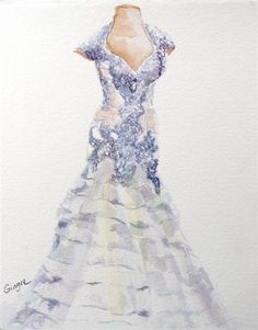 236x301 16 Best Bridal Watercolor Images Wedding - Watercolor Wedding Dress Painting