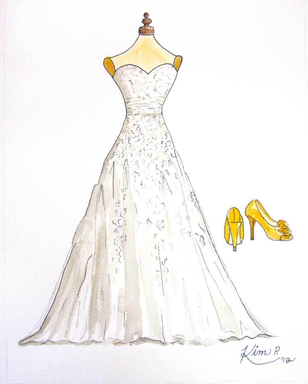 1000x1246 Wedding Dress Sketch Best Of Custom Wedding Dress Pen And - Watercolor Wedding Dress Painting