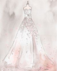 200x250 29 Best Wedding Dress Paintings Images Alon Livne - Watercolor Wedding Dress Painting