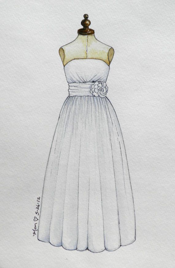 570x874 Custom Watercolor Painting Of Wedding Dresses By Eplambert On Etsy - Watercolor Wedding Dress Painting