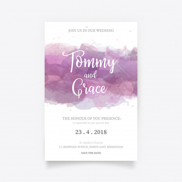 626x626 Watercolor Wedding Invitation Template Vector Free Download - Watercolor Wedding Invitation Templates
