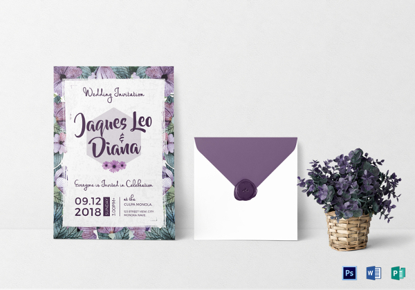 600x420 Watercolor Wedding Invitations Free Amp Premium Templates - Watercolor Wedding Invitation Templates