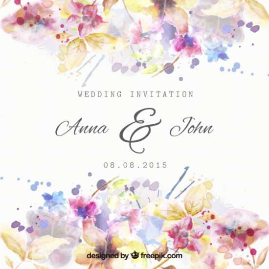 550x550 40 Free Wedding Invitation Templates - Watercolor Wedding Invitation Templates