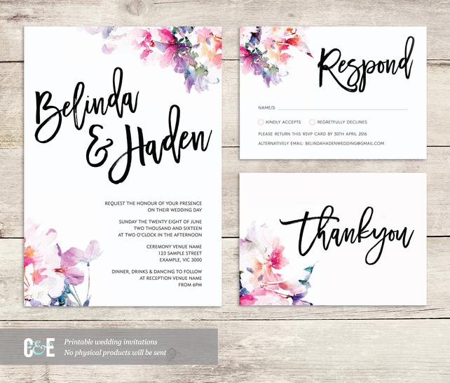 642x546 Watercolor Wedding Invite Multicolor Wedding Invitations Etsy - Watercolor Wedding Invitations