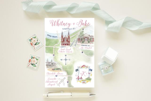 642x428 Custom Watercolor Wedding Map Custom Wedding Map Save The Etsy - Watercolor Wedding Map