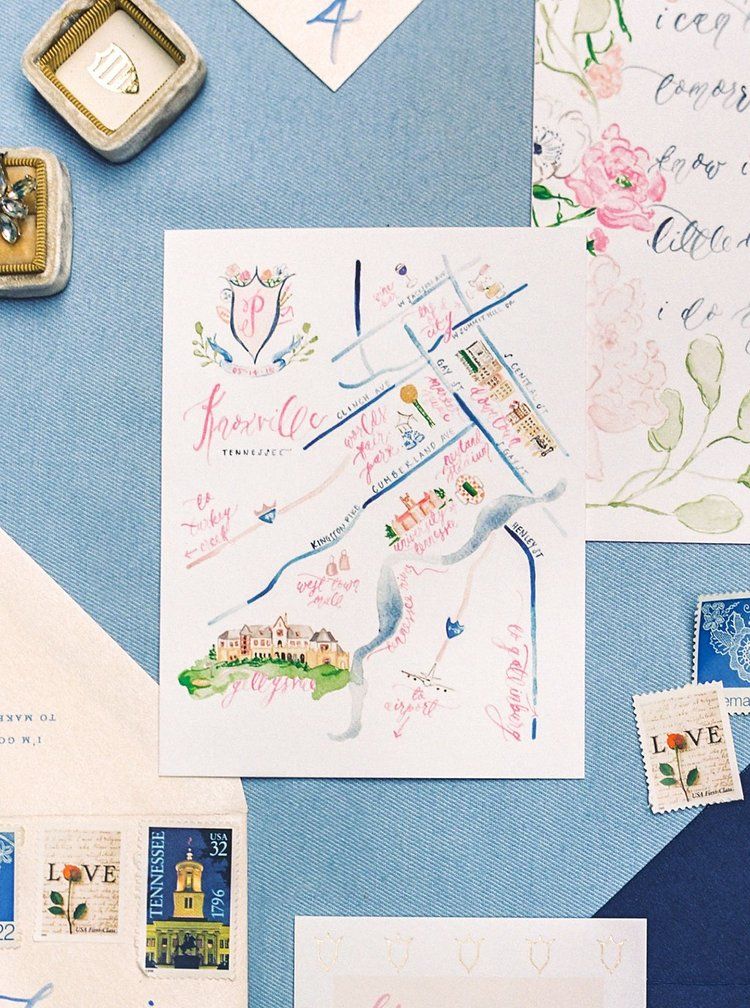 750x1008 Our Southern Wedding Stationery Design By Simply Jessica Marie - Watercolor Wedding Map