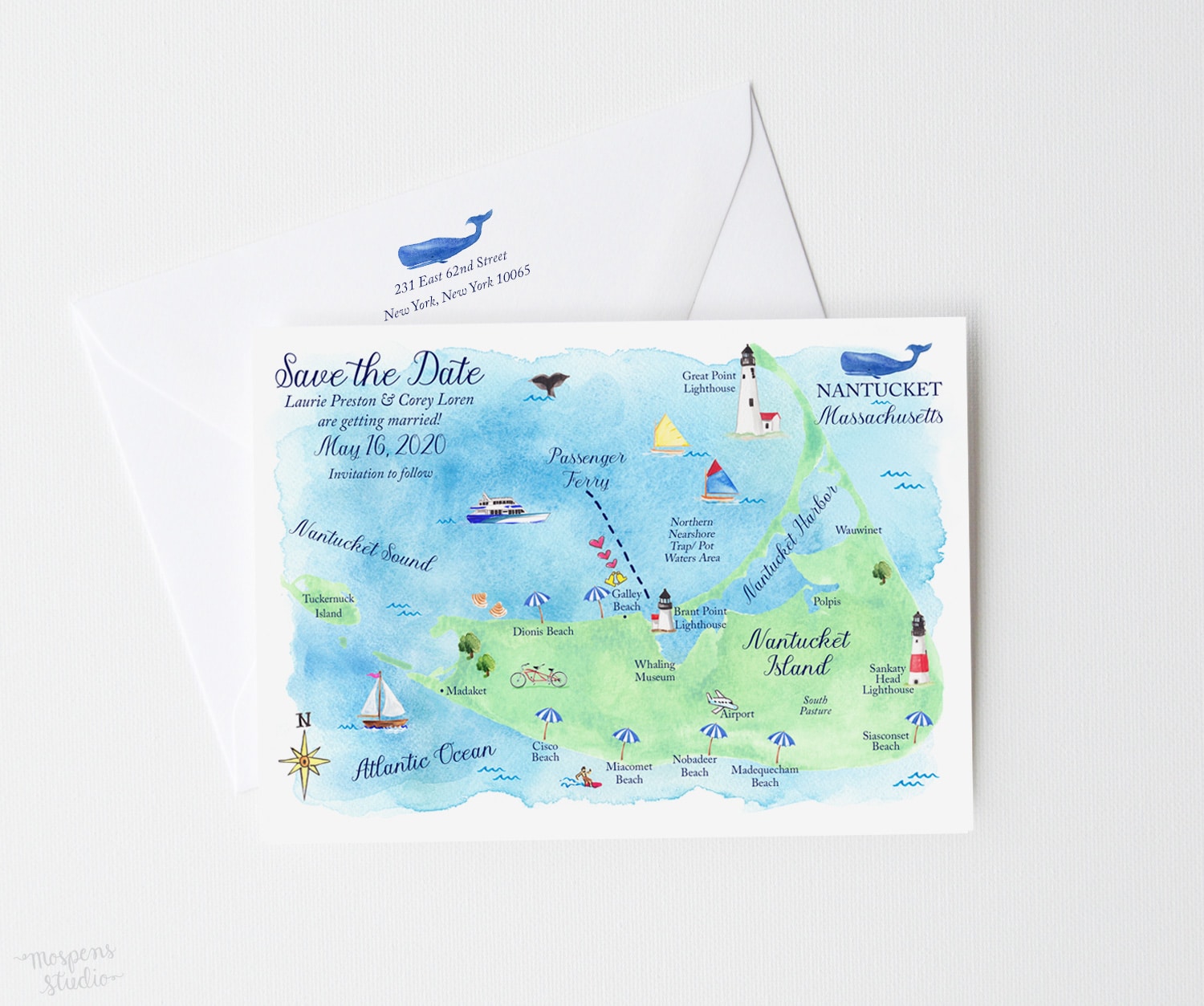 1500x1253 Save The Date Maps Amp Custom Wedding Maps Nantucket Massachusetts - Watercolor Wedding Map