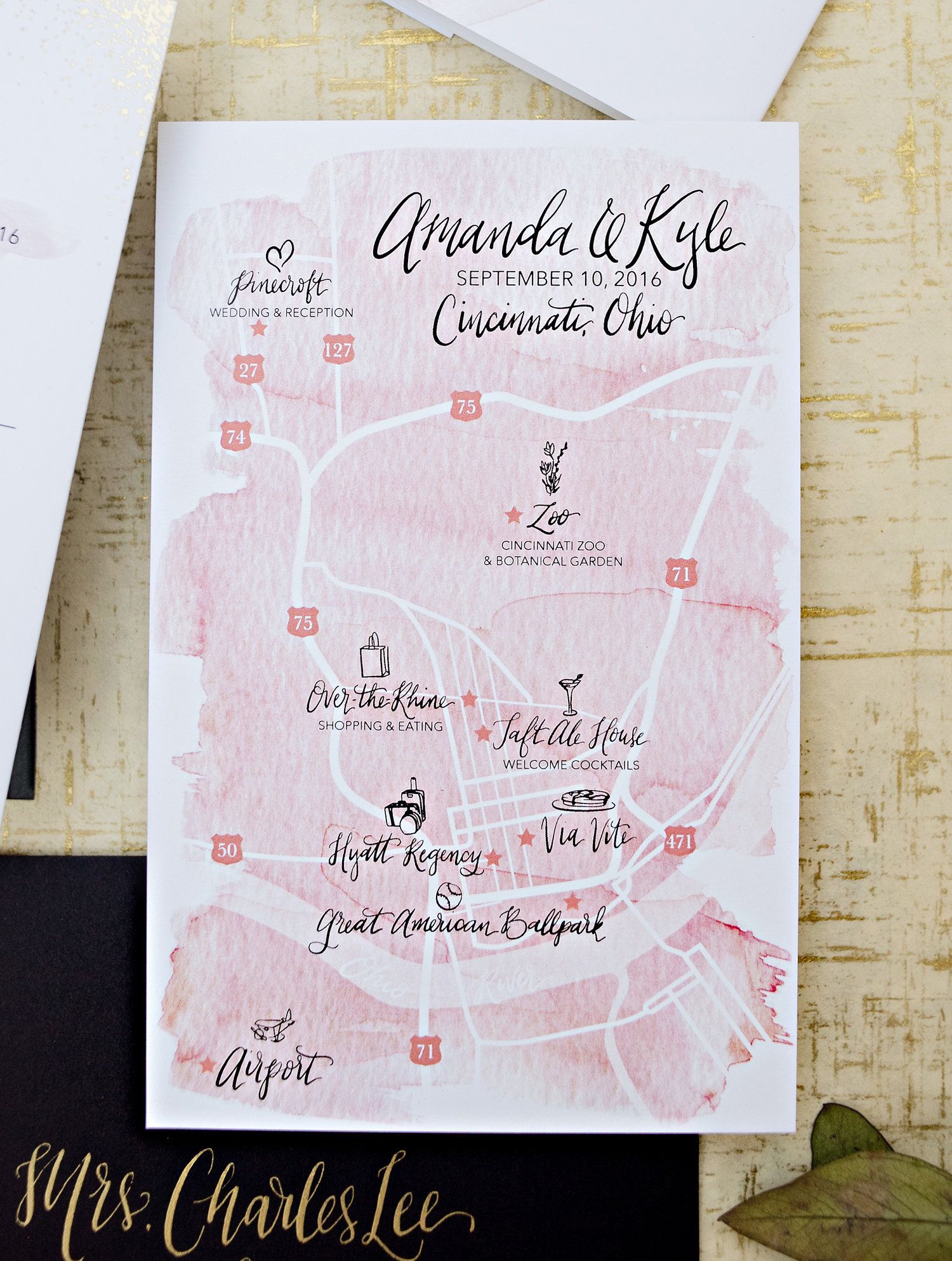 1500x1987 Gold Foil Dot And Blush Watercolor Wedding Invitation Suite, Blush - Watercolor Wedding Map