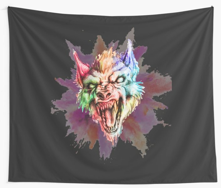 705x602 Scary Werewolf Watercolor Wall Tapestries By Pm325 Redbubble - Watercolor Werewolf