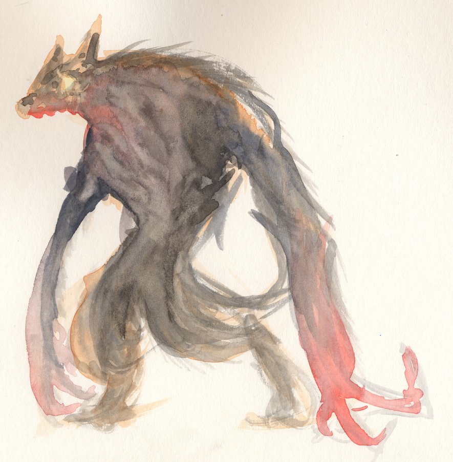 885x902 Watercolor Werewolf By Calebsoaring - Watercolor Werewolf