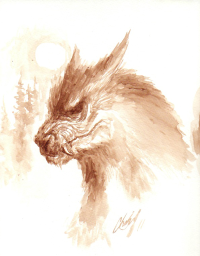 400x512 Werewolf Watercolor Sketch By Chrisscalf - Watercolor Werewolf