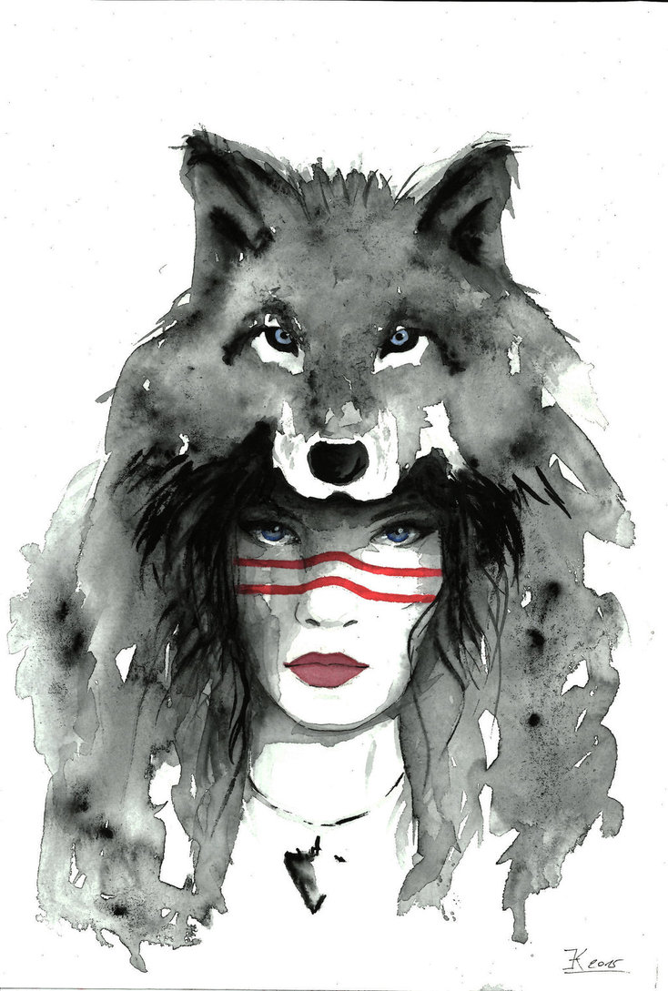 734x1089 She Wolf Tales From A Trapezoid - Watercolor Werewolf